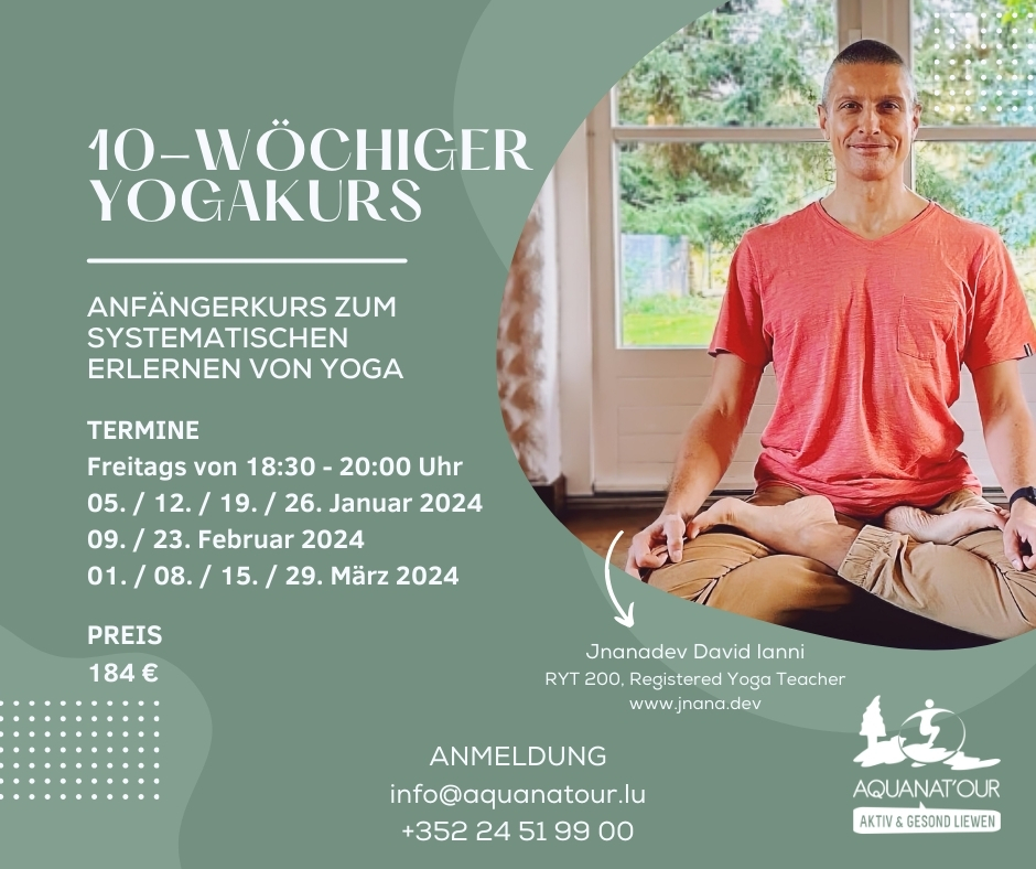 Plakat für Yogakurs mit Jnanadev im Aquanat’our